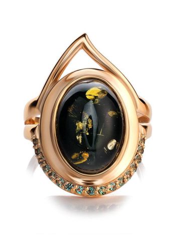 Golden Amber Ring With Green Crystals The Raphael, Ring Size: 8 / 18, image , picture 4