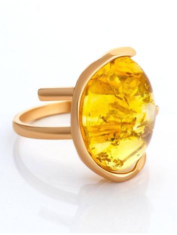 One Size Amber Ring In Gold-Plated Silver The Vivaldi, Ring Size: Adjustable, image , picture 3