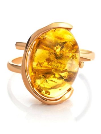 One Size Amber Ring In Gold-Plated Silver The Vivaldi, Ring Size: Adjustable, image , picture 4