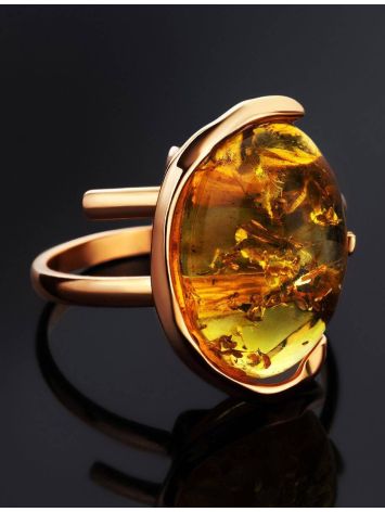 One Size Amber Ring In Gold-Plated Silver The Vivaldi, Ring Size: Adjustable, image , picture 2