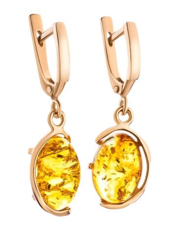 Drop Amber Earrings In Gold-Plated Silver The Vivaldi, image , picture 3