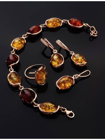Drop Amber Earrings In Gold-Plated Silver The Vivaldi, image , picture 4
