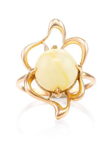 Filigree Amber Ring In Gold-Plated Silver The Daisy, Ring Size: 11.5 / 21, image , picture 3