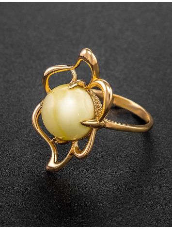Filigree Amber Ring In Gold-Plated Silver The Daisy, Ring Size: 11.5 / 21, image , picture 2
