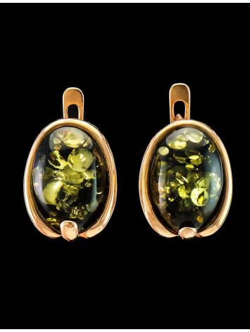 Gold-Plated Earrings With Green Amber The Astrid, image , picture 2