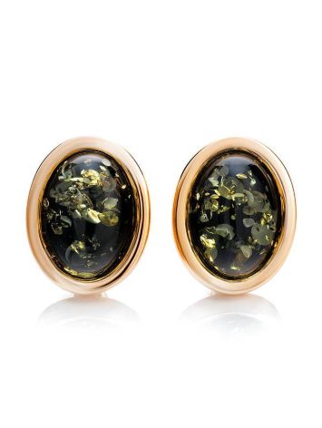 Oval Gold Plated Silver Amber Earrings The Goji, image 