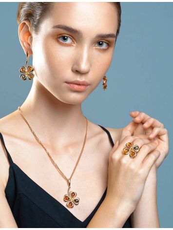 Amber Earrings In Gold-Plated Silver The Shamrock, image , picture 2
