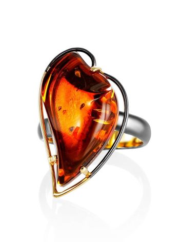 Handcrafted Amber Cocktail Ring In Gold Plated Silver The Rialto, Ring Size: Adjustable, image , picture 3