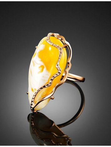 Golden Amber Cocktail Ring The Triumph, Ring Size: Adjustable, image , picture 2