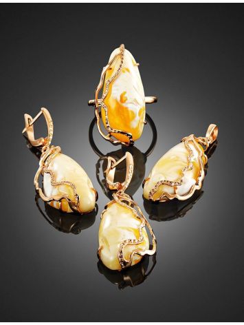 Golden Amber Cocktail Ring The Triumph, Ring Size: Adjustable, image , picture 4