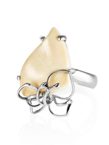 Handcrafted Silver Adjustable Ring With Mammoth Tusk The Era, Ring Size: Adjustable, image , picture 3