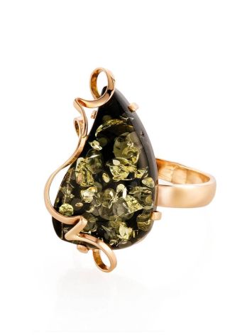 Adjustable Golden Ring With Green Amber The Rialto, Ring Size: Adjustable, image , picture 3