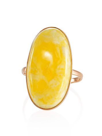 Amazing Golden Ring With Cloudy Amber, Ring Size: 7 / 17.5, image , picture 3