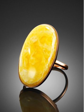 Amazing Golden Ring With Cloudy Amber, Ring Size: 7 / 17.5, image , picture 2