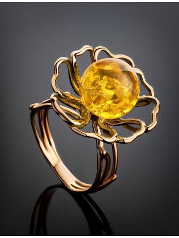 Luminous Amber Ring In Gold-Plated Silver The Daisy, Ring Size: Adjustable, image , picture 2