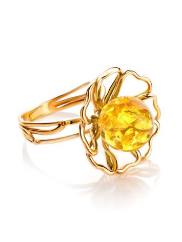 Luminous Amber Ring In Gold-Plated Silver The Daisy, Ring Size: Adjustable, image , picture 4
