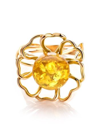 Luminous Amber Ring In Gold-Plated Silver The Daisy, Ring Size: Adjustable, image , picture 5