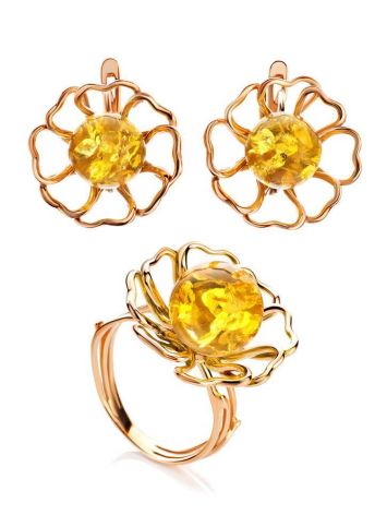 Floral Amber Earrings In Gold-Plated Silver The Daisy, image , picture 5