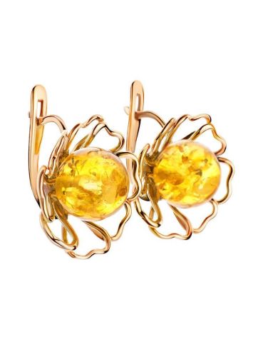 Floral Amber Earrings In Gold-Plated Silver The Daisy, image , picture 4
