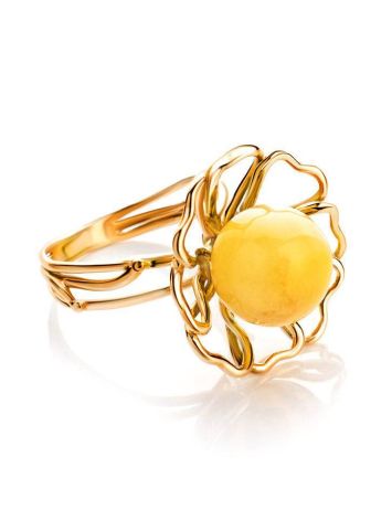 Ultra Feminine Amber Ring In Gold-Plated Silver The Daisy, Ring Size: Adjustable, image , picture 3