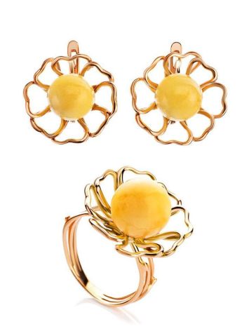 Ultra Feminine Amber Ring In Gold-Plated Silver The Daisy, Ring Size: Adjustable, image , picture 6