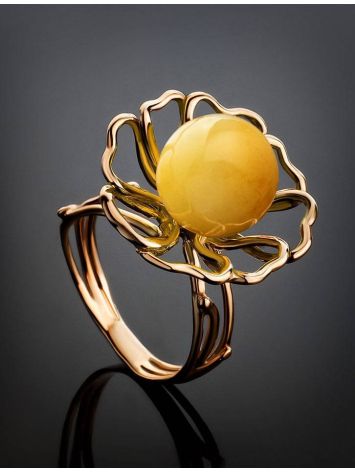 Ultra Feminine Amber Ring In Gold-Plated Silver The Daisy, Ring Size: Adjustable, image , picture 2