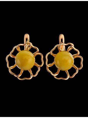 Gold Plated Floral Earrings With Amber The Daisy, image , picture 2