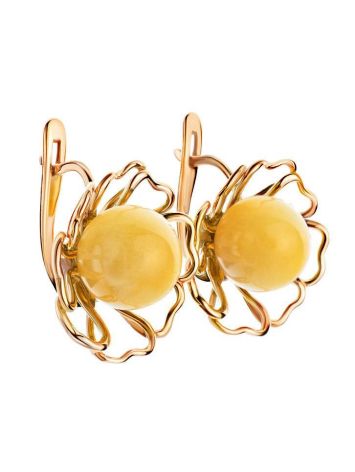 Gold Plated Floral Earrings With Amber The Daisy, image , picture 3