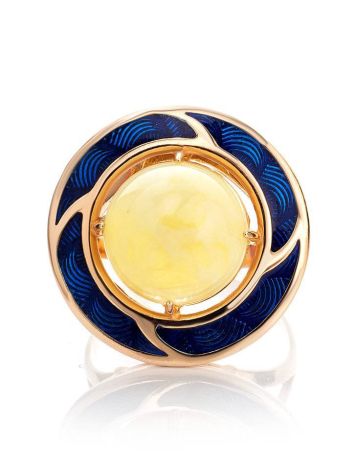 Amber and Blue Enamel Ring In Gold-Plated Silver The Empire, Ring Size: 6.5 / 17, image , picture 4