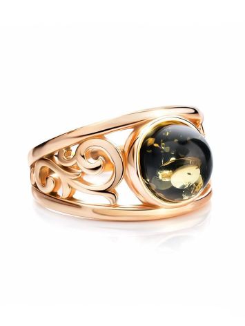 Refined Gold-Plated Ring With Green Amber The Scheherazade, Ring Size: 13 / 22, image , picture 3