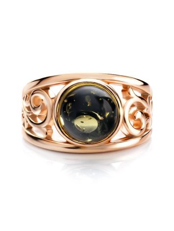 Refined Gold-Plated Ring With Green Amber The Scheherazade, Ring Size: 13 / 22, image , picture 4