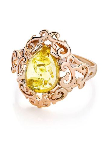 Romantic Glamour Amber Ring In Gold-Plated Sterling Silver The Luxor, Ring Size: 11 / 20.5, image , picture 6