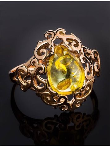Romantic Glamour Amber Ring In Gold-Plated Sterling Silver The Luxor, Ring Size: 5.5 / 16, image , picture 3