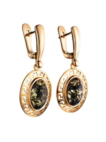 Drop Amber Earrings In Gold-Plated Silver The Ellas, image , picture 3