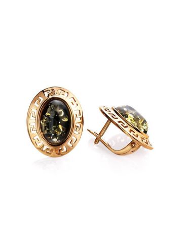 Green Amber Earrings In Gold-Plated Silver The Ellas, image , picture 3