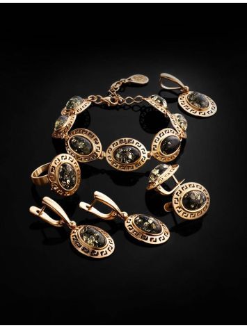 Drop Amber Earrings In Gold-Plated Silver The Ellas, image , picture 4