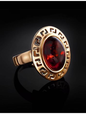 Adjustable Gold-Plated Ring With Cherry Amber The Ellas, Ring Size: Adjustable, image , picture 2