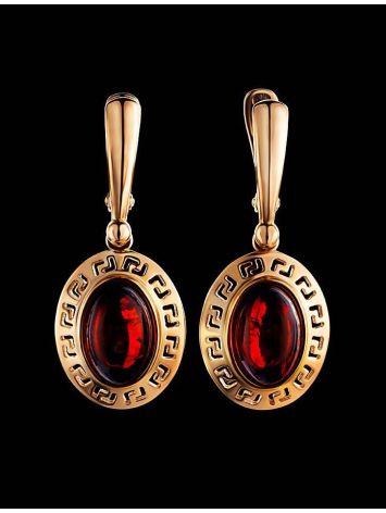 Drop Amber Earrings In Gold-Plated Silver The Ellas, image , picture 2