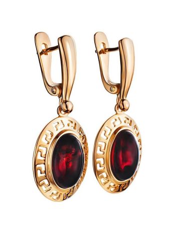 Drop Amber Earrings In Gold-Plated Silver The Ellas, image , picture 3