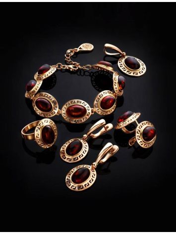 Drop Amber Earrings In Gold-Plated Silver The Ellas, image , picture 4