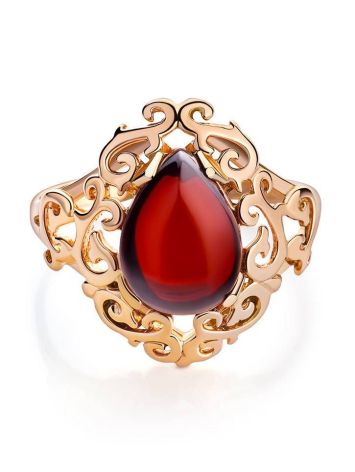 Romantic Glamour Amber Ring In Gold-Plated Sterling Silver The Luxor, Ring Size: 9.5 / 19.5, image , picture 3