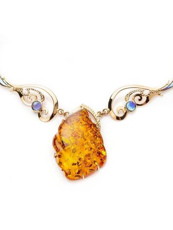 Exclusive Golden Amber Necklace With Nacre The Atlantis, image , picture 4