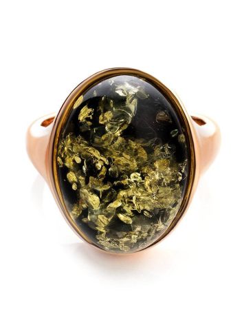 Green Amber Ring In Gold-Plated Silver The Goji, Ring Size: 6.5 / 17, image , picture 3