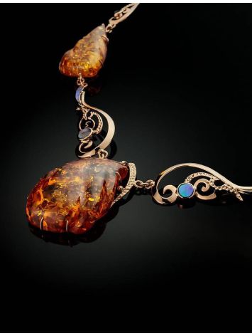 Exclusive Golden Amber Necklace With Nacre The Atlantis, image , picture 2