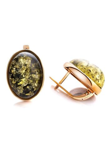 Oval Gold Plated Amber Earrings The Goji, image , picture 3