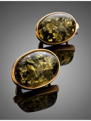 Oval Gold Plated Amber Earrings The Goji, image , picture 2
