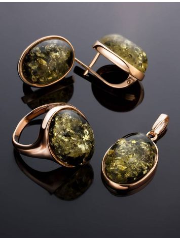 Oval Gold Plated Amber Earrings The Goji, image , picture 4