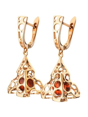Drop Amber Earrings In Gold-Plated Silver The Geneva, image , picture 4