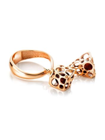 Gold-Plated Ring With Cherry Amber The Geneva, Ring Size: 8 / 18, image , picture 3