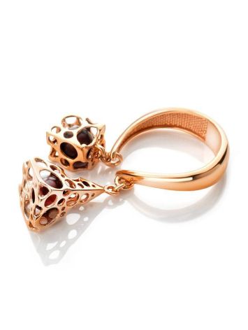 Gold-Plated Ring With Cherry Amber The Geneva, Ring Size: 8 / 18, image , picture 5